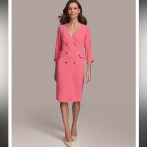 NWT Donna Karan New York 3/4-sleeve double-breasted midi blazer dress size - 8
